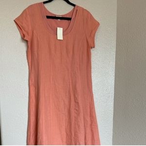 J Jill Womens Linen Lined Pink Dress 12